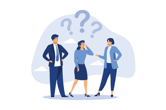 confused-business-team-finding-answer-or-solution-to-solve-problem-work-question-or-doubt-and-suspicion-in-work-process-concept-businessman-and-woman-team-thinking-with-question-mark-symbol-vector